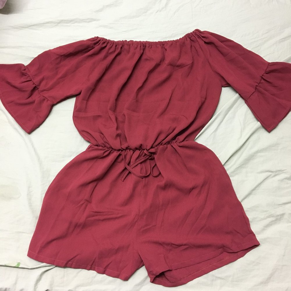 Donated. Maroon cute simple romper with pockets